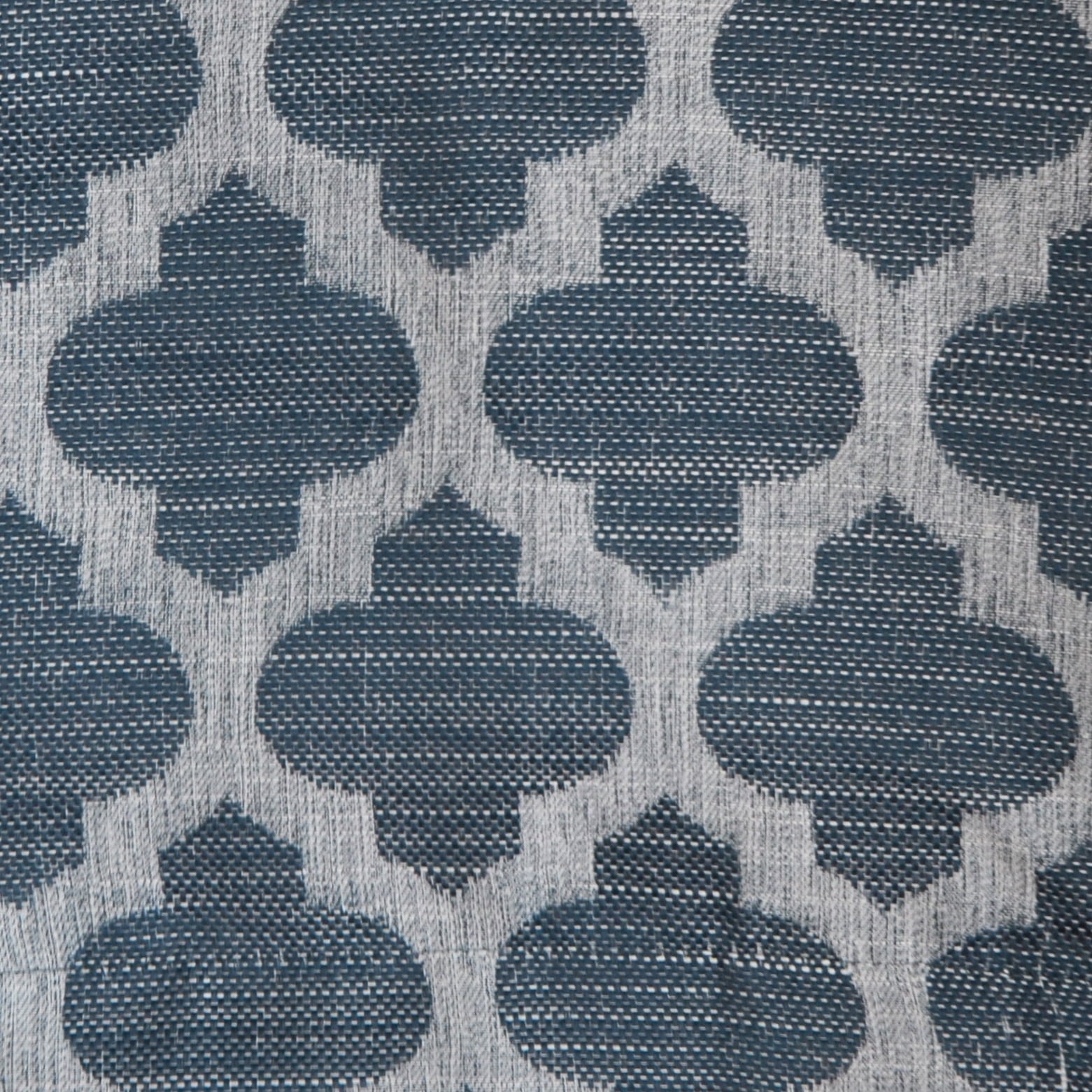 3 Piece Kitchen/Cafe Tier Window Curtain Set: Moroccan Trellis/Tile Design (Denim Navy)