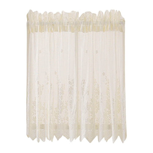 1 Pc Sheer Kitchen Valances Curtains 2Pcs Vintage Lace Short Curtains, Cream Floral Embroidered Voile Cafe Curtain for Bedroom Living Room Bathroom Windows Decor, 29.1x35.4 Inch, Beige