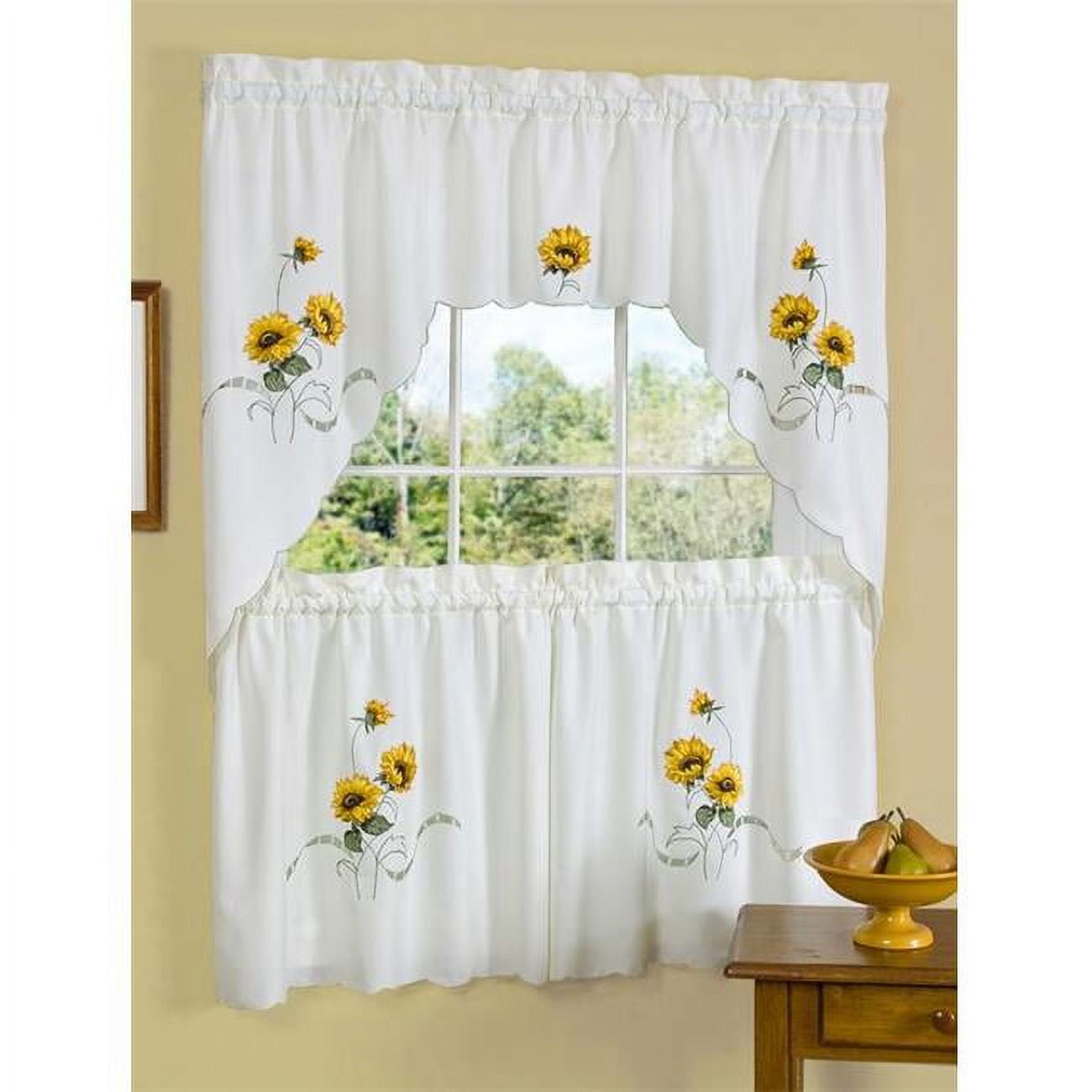 Achim Sunshine Kitchen Curtains, Rod Pocket, Set of 2
