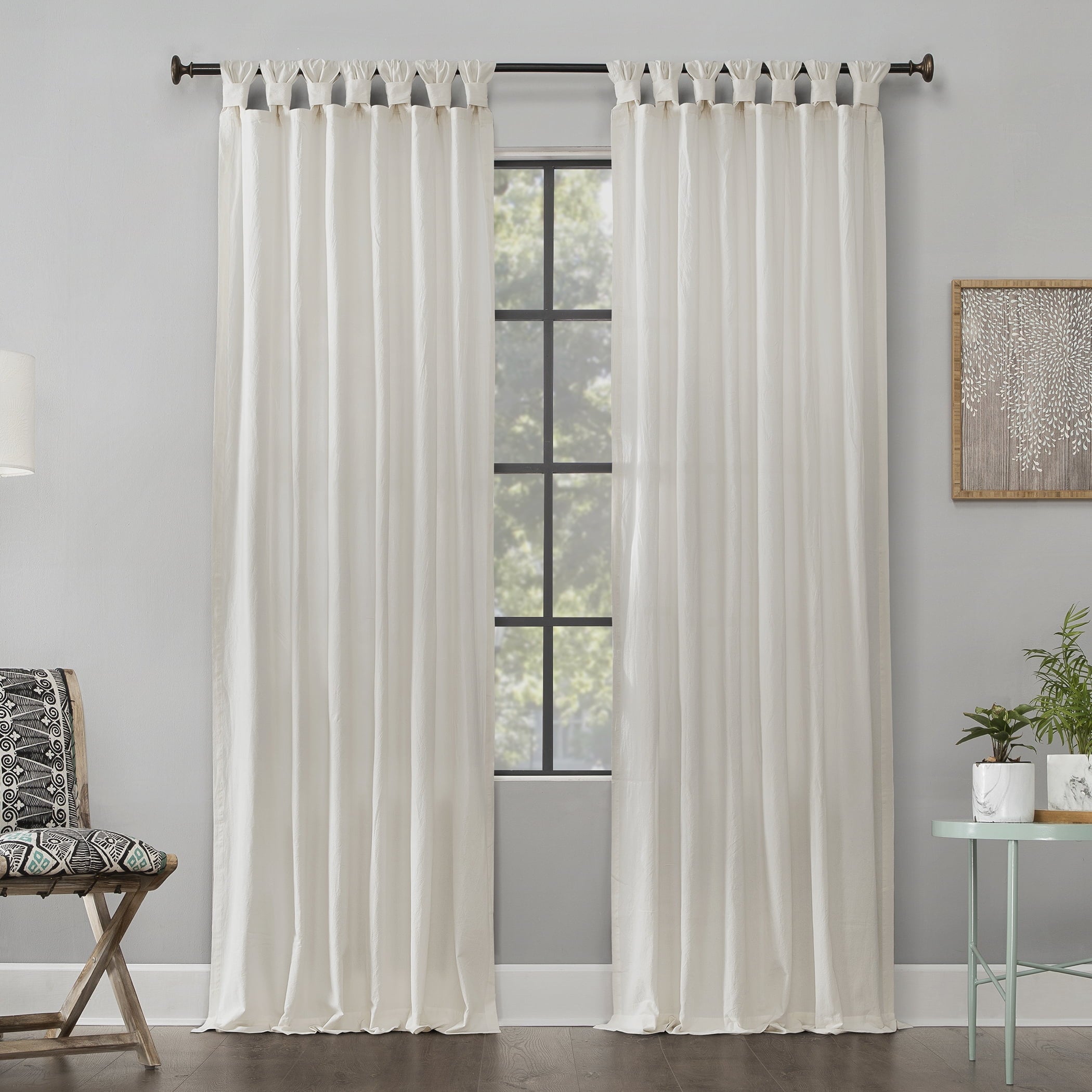Archaeo Washed Cotton Twist Tab Curtain, 84.0" x 52.0", White